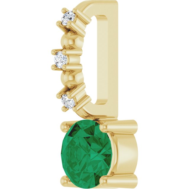 14K Yellow Or White Gold Round 4Mm I1, G-H Polished Lab-Grown Gemstone And .01 Ctw Natural Diamond Charm/Pendant