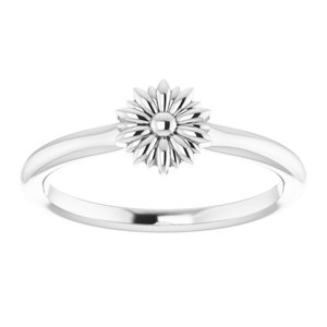 Sterling Silver Polished Floral Stackable Ring Size 7