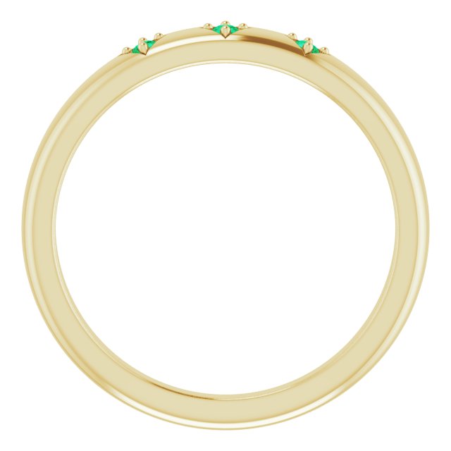 14K Yellow Gold Round 1.5 Mm Polished Natural Emerald Stackable Ring, Size 7