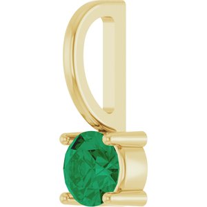 14K Yellow Gold Round 4 Mm Lab Grown Emerald Pendant
