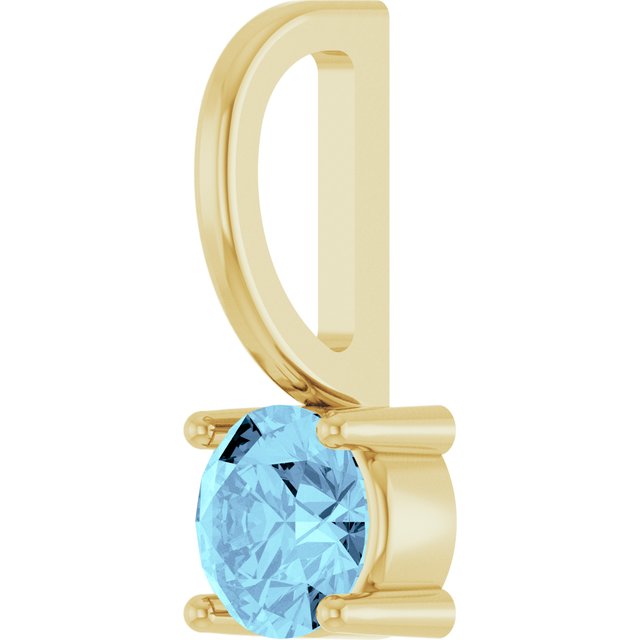 14K Yellow Or White Gold Or Sterling Silver Round 4 Mm Polished Imitation Gemstone Charm/Pendant