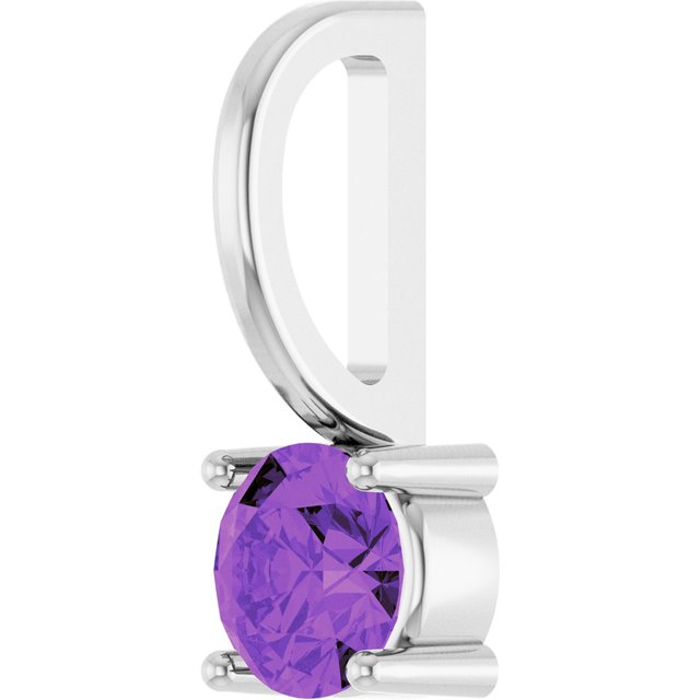 14K Yellow Or White Gold Or Sterling Silver Round 4 Mm Polished Imitation Gemstone Charm/Pendant