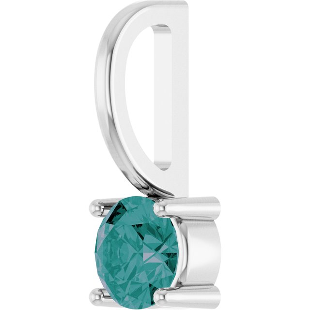 14K Yellow Or White Gold Or Sterling Silver Round 4 Mm Polished Imitation Gemstone Charm/Pendant