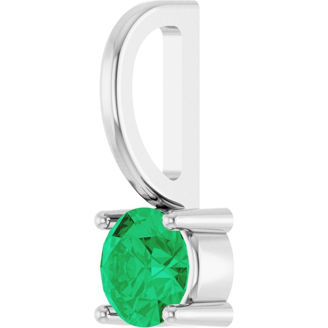 14K Yellow Or White Gold Or Sterling Silver Round 4 Mm Polished Imitation Gemstone Charm/Pendant