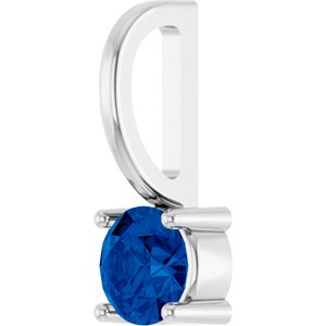 14K White Gold Round 4 Mm Lab Grown Blue Sapphire Pendant