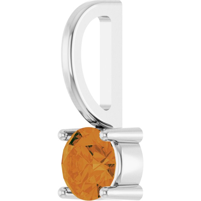 14K Yellow Or White Gold Or Sterling Silver Round 4 Mm Polished Imitation Gemstone Charm/Pendant