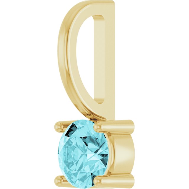 14K Yellow Or White Gold Or Sterling Silver Round 4 Mm Polished Imitation Gemstone Charm/Pendant