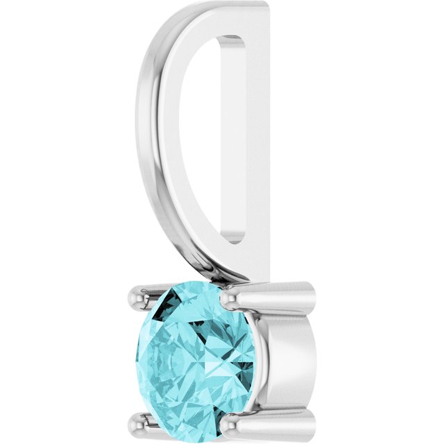 14K Yellow Or White Gold Or Sterling Silver Round 4 Mm Polished Imitation Gemstone Charm/Pendant