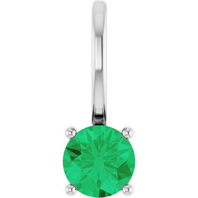 14K Yellow Or White Gold Or Sterling Silver Round 4 Mm Polished Imitation Gemstone Charm/Pendant