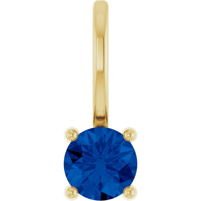 14K Yellow Or White Gold Or Sterling Silver Round 4 Mm Polished Imitation Gemstone Charm/Pendant