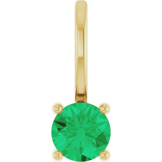 14K Yellow Or White Gold Or Sterling Silver Round 4 Mm Polished Imitation Gemstone Charm/Pendant