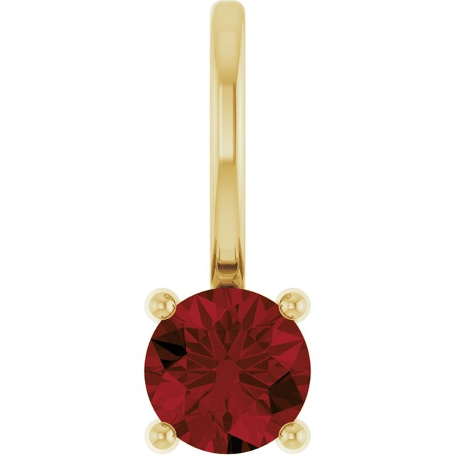 14K Yellow Or White Gold Or Sterling Silver Round 4 Mm Polished Imitation Gemstone Charm/Pendant