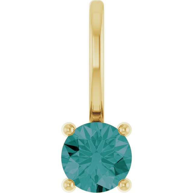 14K Yellow Or White Gold Or Sterling Silver Round 4 Mm Polished Imitation Gemstone Charm/Pendant