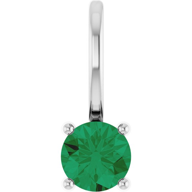 14K Yellow Gold Or Sterling Silver Round 4 Mm Polished Lab-Grown Gemstone Charm/Pendant