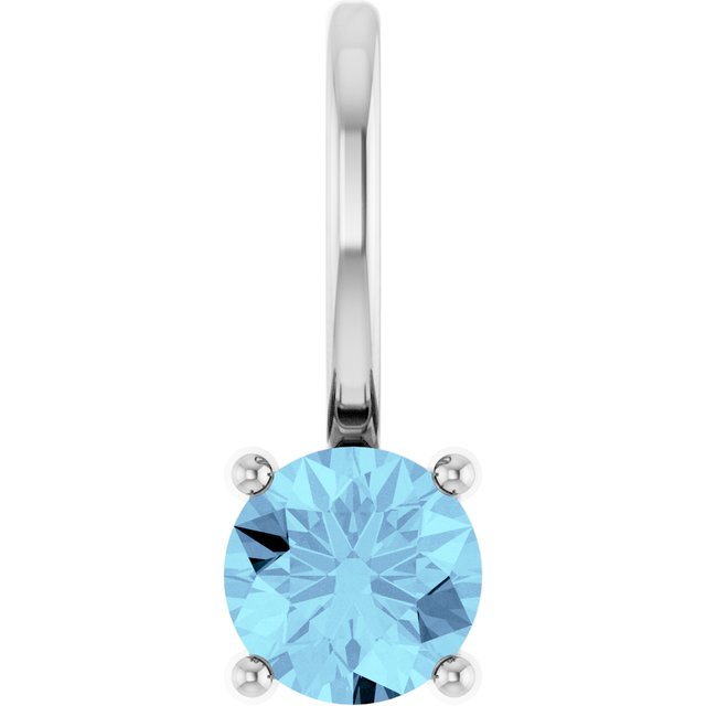 14K Yellow Or White Gold Or Sterling Silver Round 4 Mm Polished Imitation Gemstone Charm/Pendant