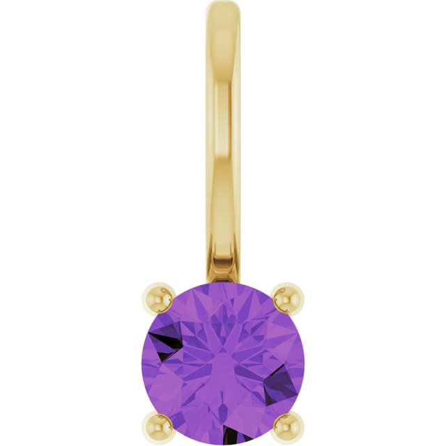 14K Yellow Or White Gold Or Sterling Silver Round 4 Mm Polished Imitation Gemstone Charm/Pendant