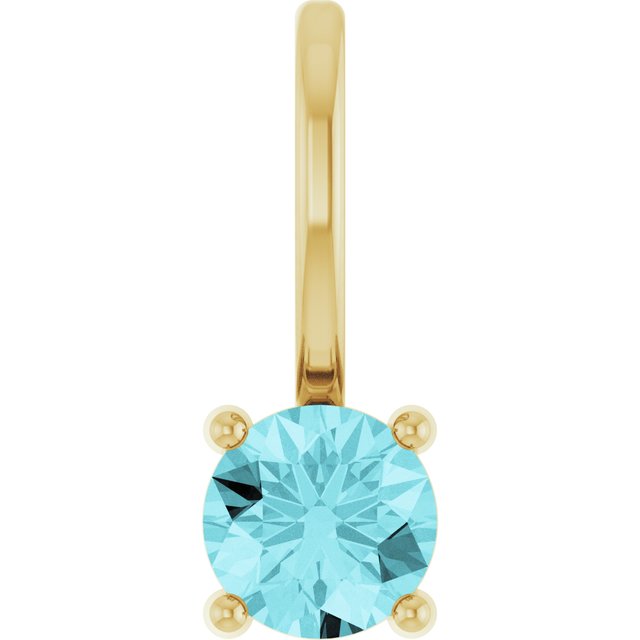 14K Yellow Or White Gold Or Sterling Silver Round 4 Mm Polished Imitation Gemstone Charm/Pendant