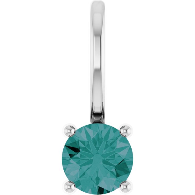 14K Yellow Or White Gold Or Sterling Silver Round 4 Mm Polished Imitation Gemstone Charm/Pendant