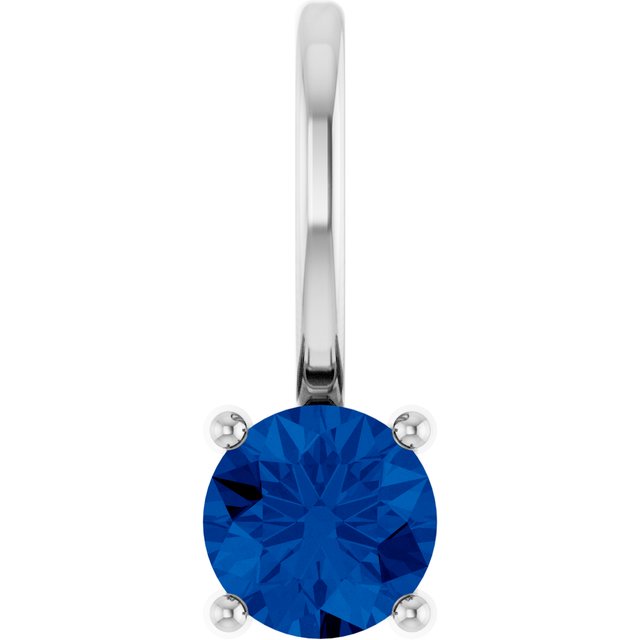 14K Yellow Or White Gold Or Sterling Silver Round 4 Mm Polished Imitation Gemstone Charm/Pendant