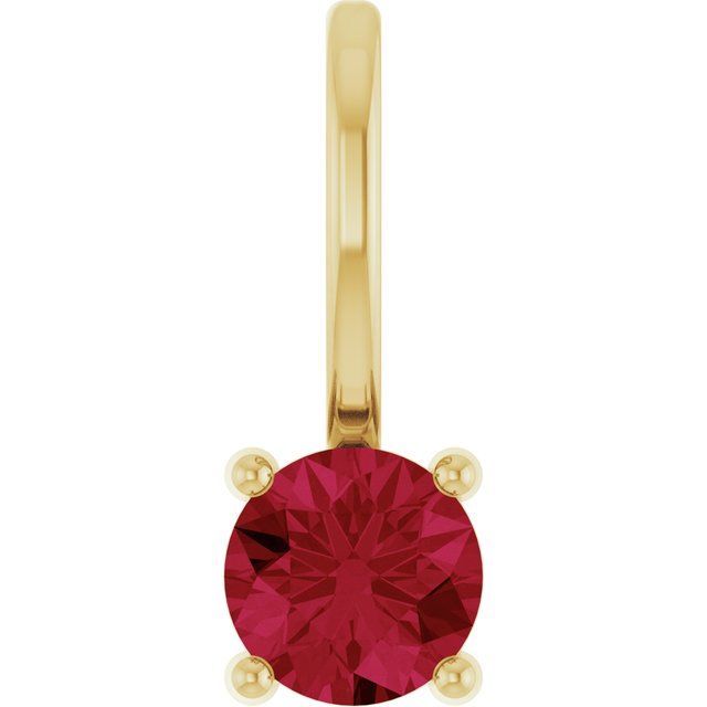 14K Yellow Gold Or Sterling Silver Round 4 Mm Polished Lab-Grown Gemstone Charm/Pendant