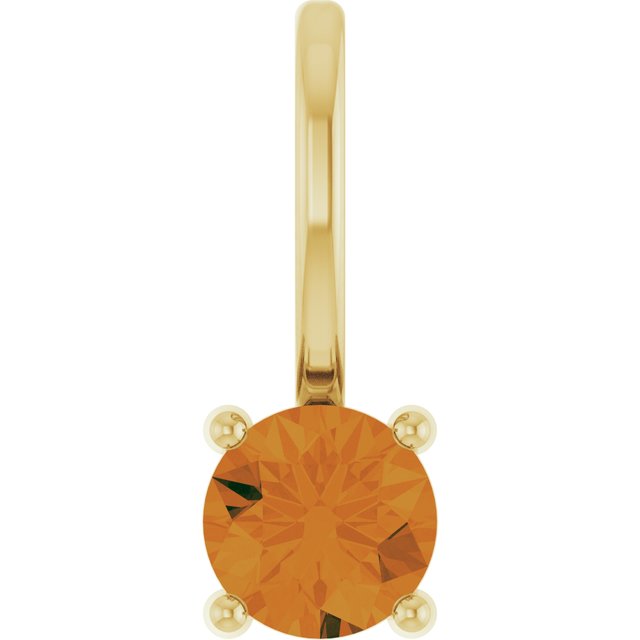 14K Yellow Or White Gold Or Sterling Silver Round 4 Mm Polished Imitation Gemstone Charm/Pendant