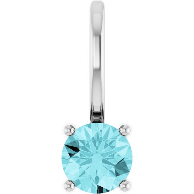14K Yellow Or White Gold Or Sterling Silver Round 4 Mm Polished Imitation Gemstone Charm/Pendant