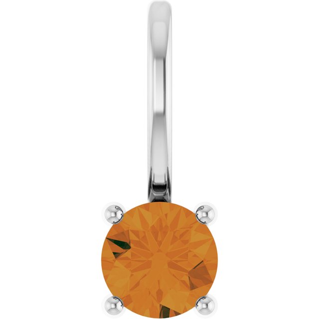14K Yellow Or White Gold Or Sterling Silver Round 4 Mm Polished Imitation Gemstone Charm/Pendant