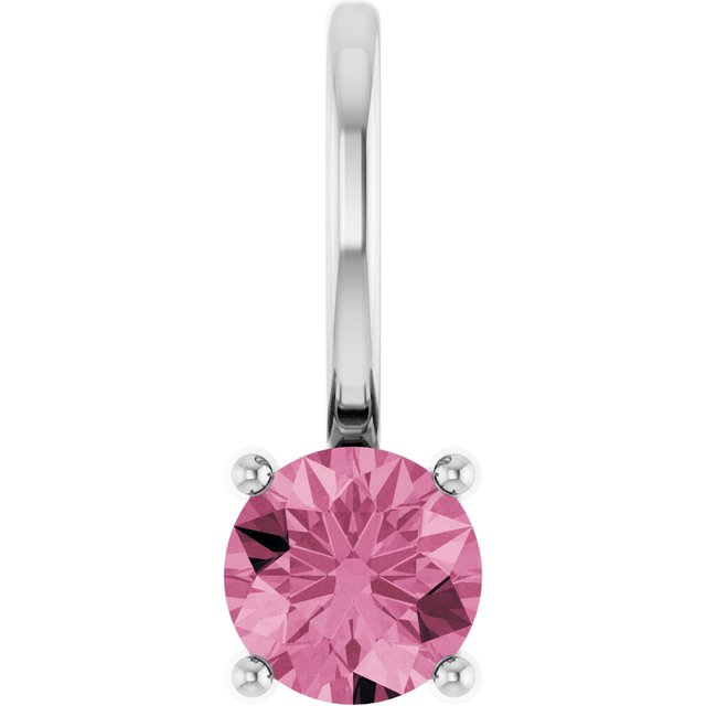 14K Yellow Or White Gold Or Sterling Silver Round 4 Mm Polished Imitation Gemstone Charm/Pendant