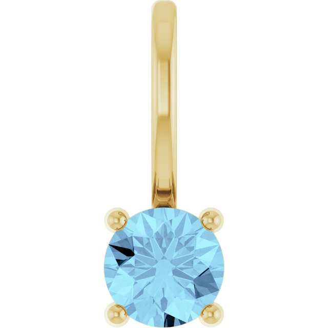 14K Yellow Or White Gold Or Sterling Silver Round 4 Mm Polished Imitation Gemstone Charm/Pendant