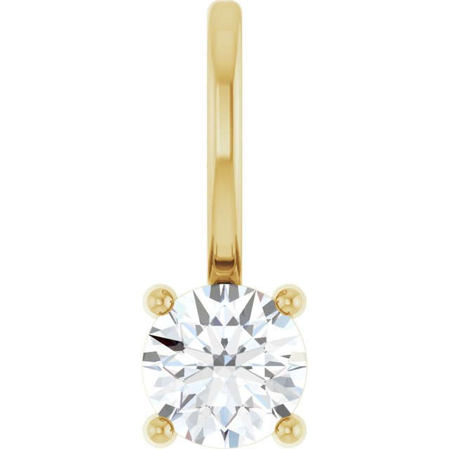 14K Yellow Or White Gold Or Sterling Silver Round 4 Mm Polished Imitation Gemstone Charm/Pendant