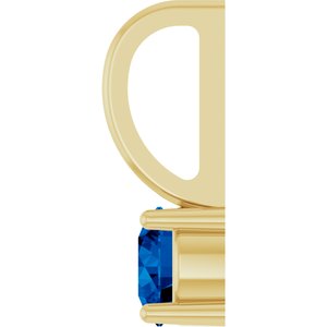 14K Yellow Gold Round 4 Mm Lab Grown Blue Sapphire Pendant