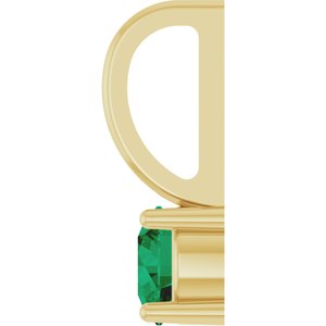 14K Yellow Gold Round 4 Mm Lab Grown Emerald Pendant