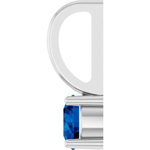 14K White Gold Round 4 Mm Lab Grown Blue Sapphire Pendant