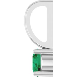 14K White Gold Round 4 Mm Lab Grown Emerald Pendant