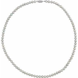 14K White Gold Pearl 4.5-5.0 Mm Cultured Gray Freshwater Pearl Necklace, Length: 18 In