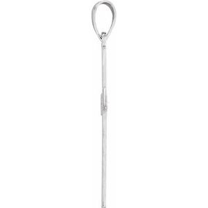14K White Gold Round 22 X 13.8 Mm 1.3Mm Gh I1 .01 Ct Natural Diamond Cross Pendant
