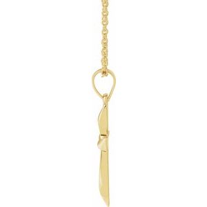 14K Yellow Gold 25.5 X 18 Mm 18 In Polished Cross Necklace
