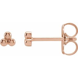 14K Yellow Or White Or Rose Gold Or Sterling Silver Or Platinum 3.2 X 3 Mm Pair Friction Backs Included .37 In Polished 3 Beads Stud Earrings