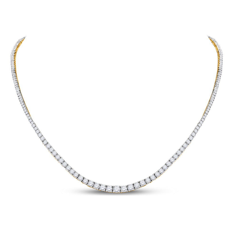 14K Yellow Gold Womens Round Diamond Graduated Cocktail Necklace 9 Cttw, Length: 17.99 In