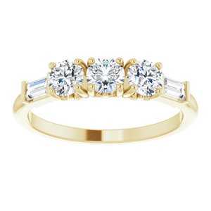 14K Yellow Gold Lab-Grown Diamond Round 4 Mm Lab-Grown Diamond Polished Lab-Grown Diamond Band Size 7