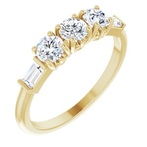 14K Yellow Gold Lab-Grown Diamond Round 4 Mm Lab-Grown Diamond Polished Lab-Grown Diamond Band Size 7