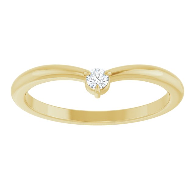 14K Yellow Gold Round 2.5 Mm Polished .06 Ctw Natural Diamond Stackable Ring, Size 7