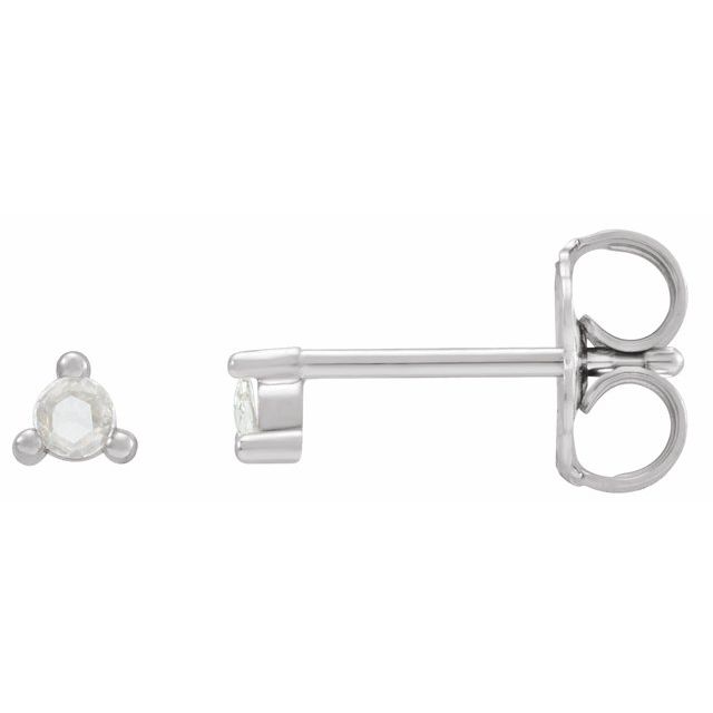 14K Yellow Or White Or Rose Gold Round Friction Backs Polished Natural Diamond Rose-Cut 3-Prong Earrings