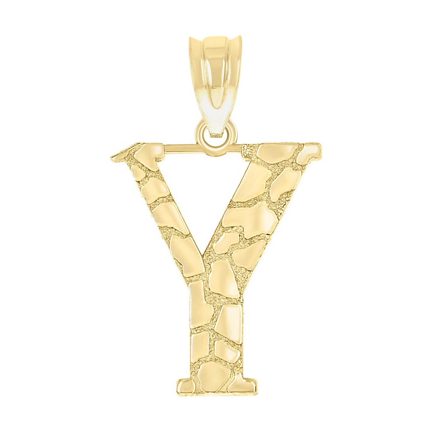 10K Yellow Gold Unisex Nugget Initial Charm Pendant