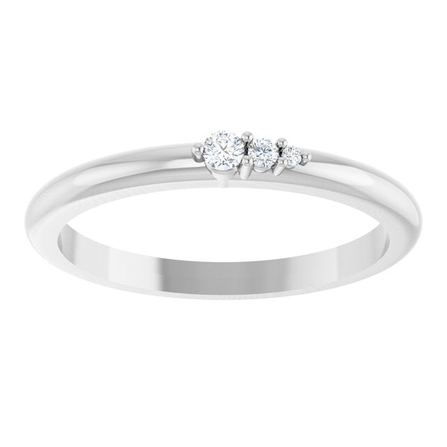 14K White Gold Round 2 Mm Polished .05 Ctw Natural Diamond Graduated Stackable Ring, Size 7