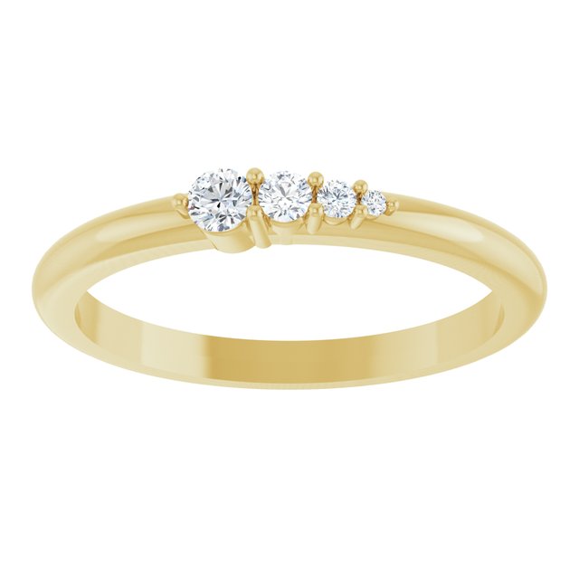 14K Yellow Gold Round 2.5 Mm Polished 1/10 Ctw Natural Diamond Graduated Stackable Ring, Size 7