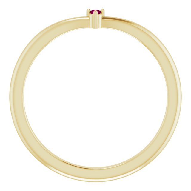 14K Yellow Gold Round 1.5 Mm Polished Natural Rhodolite Garnet Stackable Ring, Size 7