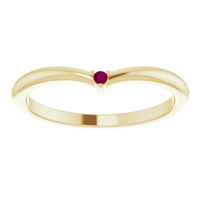 14K Yellow Gold Round 1.5 Mm Polished Natural Rhodolite Garnet Stackable Ring, Size 7