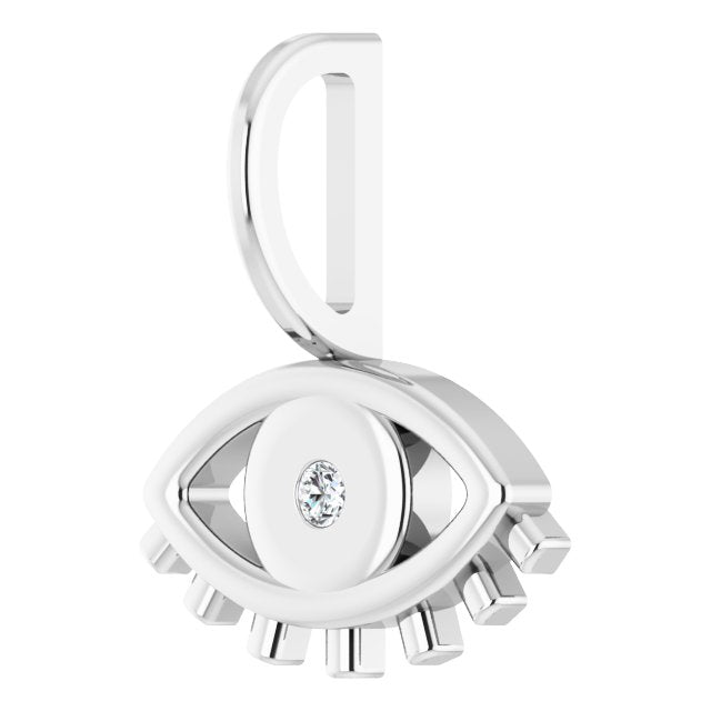14K Yellow Or White Gold Or Sterling Silver Round 1.7Mm I1, G-H Polished .02 Ct Natural Diamond Evil Eye Charm/Pendant