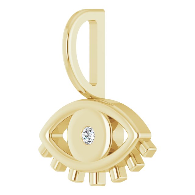 14K Yellow Or White Gold Or Sterling Silver Round 1.7Mm I1, G-H Polished .02 Ct Natural Diamond Evil Eye Charm/Pendant